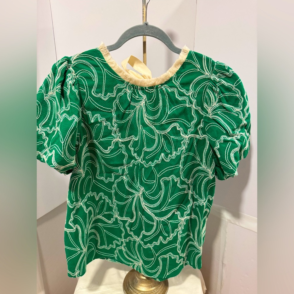 Embroidered top with fringe by Voy Size Small